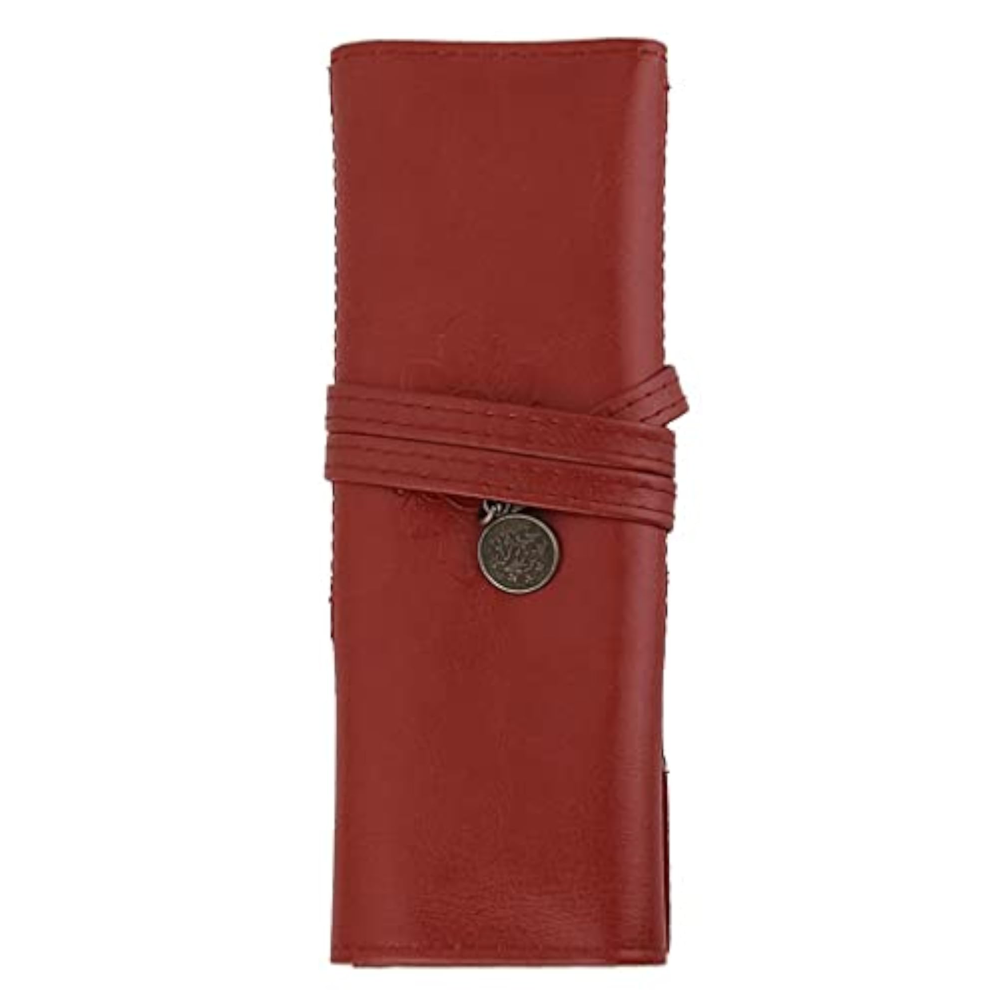 Retro Pencil Pen Case Roll Cosmetic Pouch, Coffee